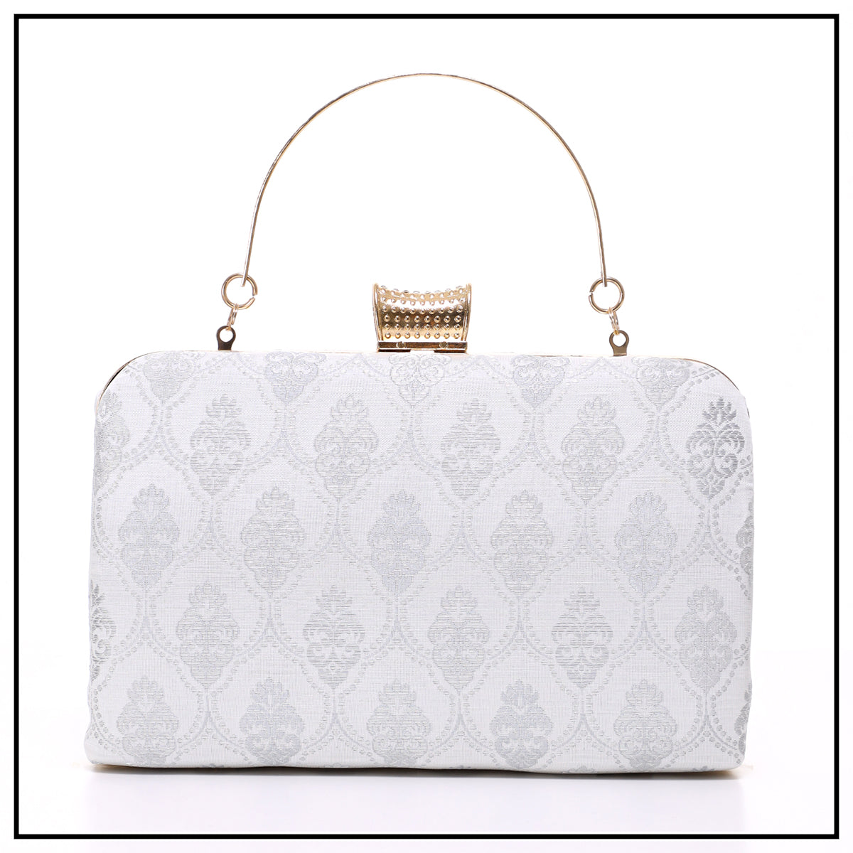 CLUTCH SONGKET HAND BAG - WHITE SILVER