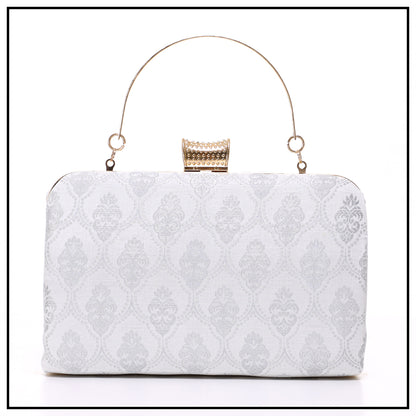 CLUTCH SONGKET HAND BAG - WHITE SILVER