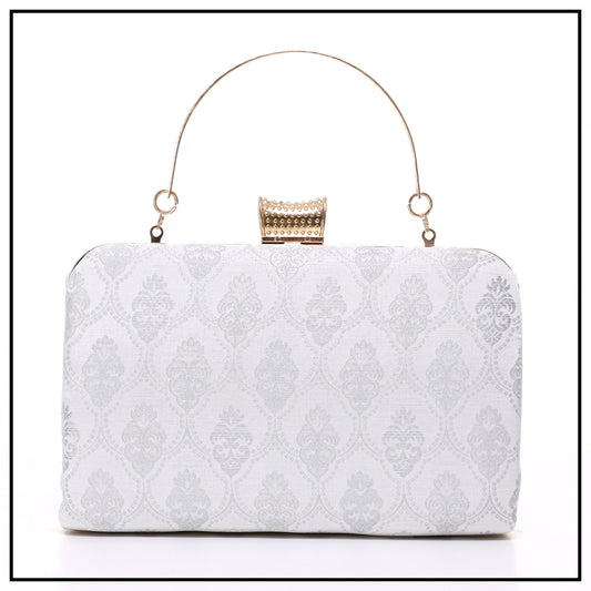 CLUTCH SONGKET HAND BAG - WHITE SILVER