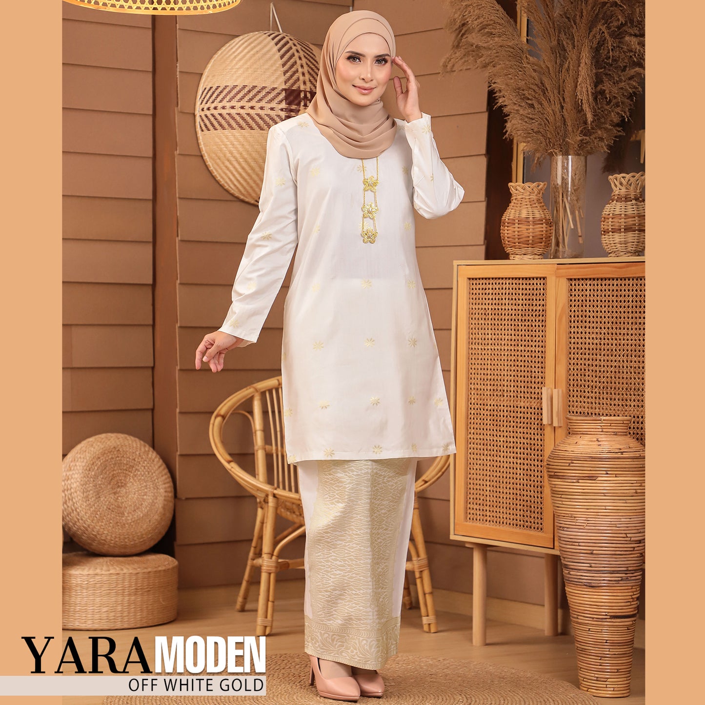KURUNG MODEN YARA WHITE GOLD-1006