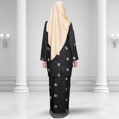 Songket Republik Auliya Kurung Moden - Black Silver