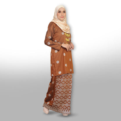 Songket Republik Auliya Kurung Moden - Brown