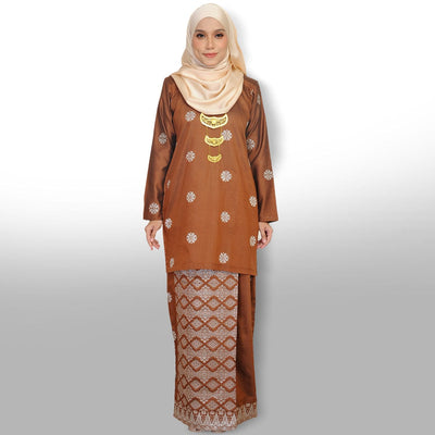 Songket Republik Auliya Kurung Moden-Brown