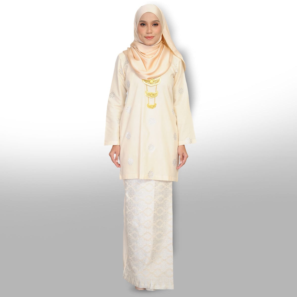 Songket Republik Auliya Kurung Moden-Cream