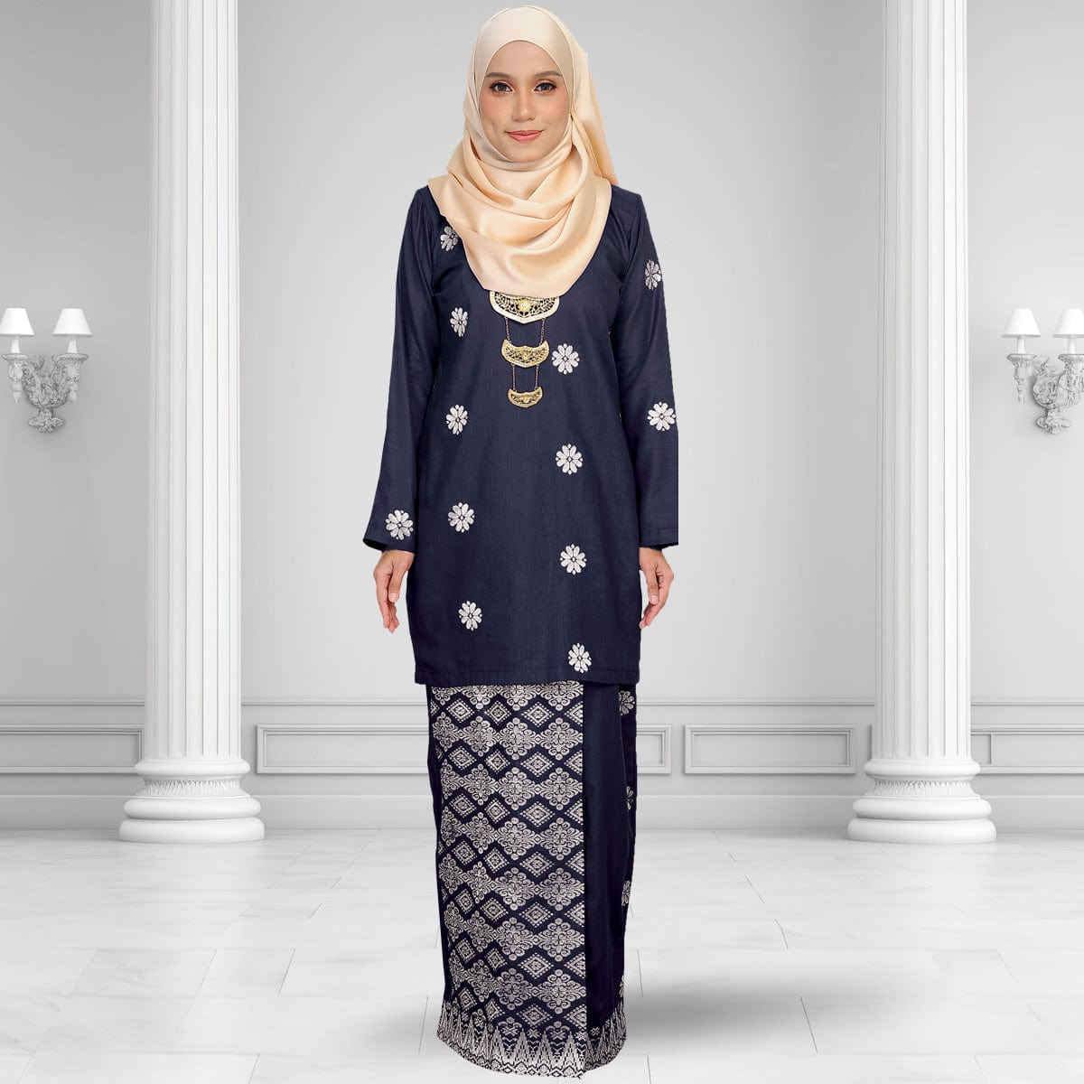 Songket Republik Auliya Kurung Moden - Dark Blue