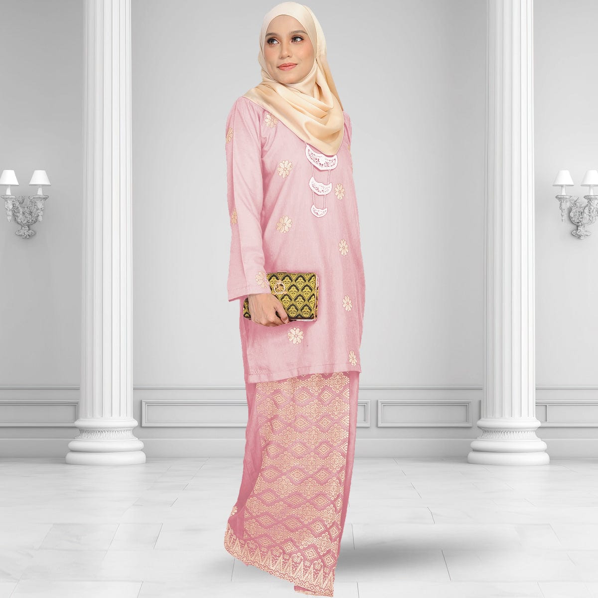 Songket Republik Auliya Kurung Moden - Dusty Pink