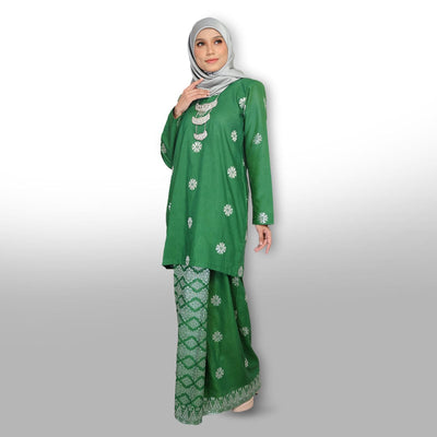 Songket Republik Auliya Kurung Moden - Emerald Green