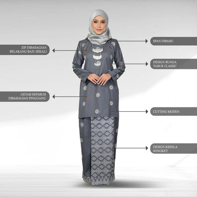 Songket Republik Auliya Kurung Moden - Emerald Green