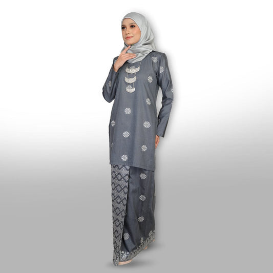 Songket Republik Auliya Kurung Moden - Grey