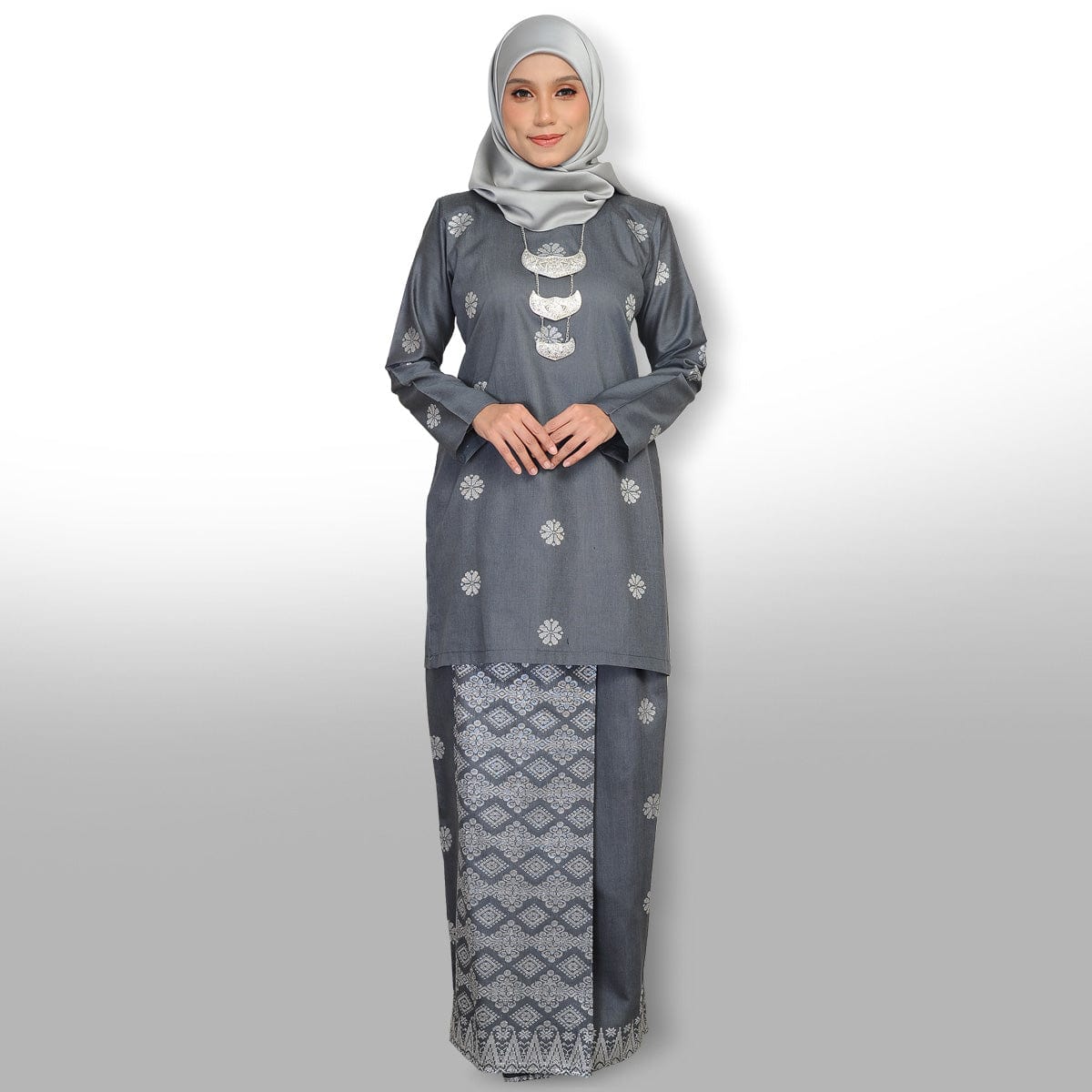 Songket Republik Auliya Kurung Moden-Grey