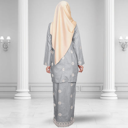 Songket Republik Auliya Kurung Moden - Grey Silver