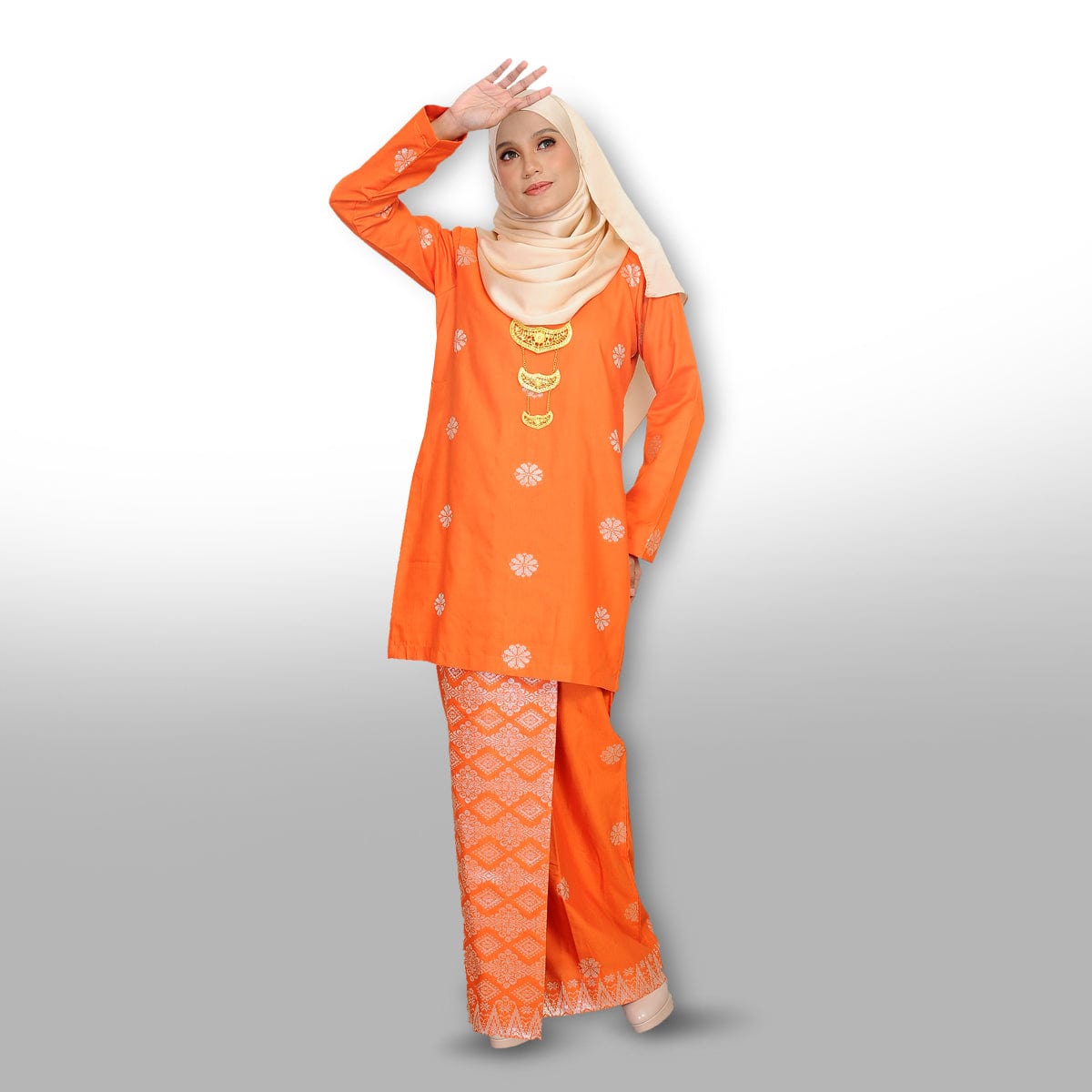 Songket Republik Auliya Kurung Moden - Orange