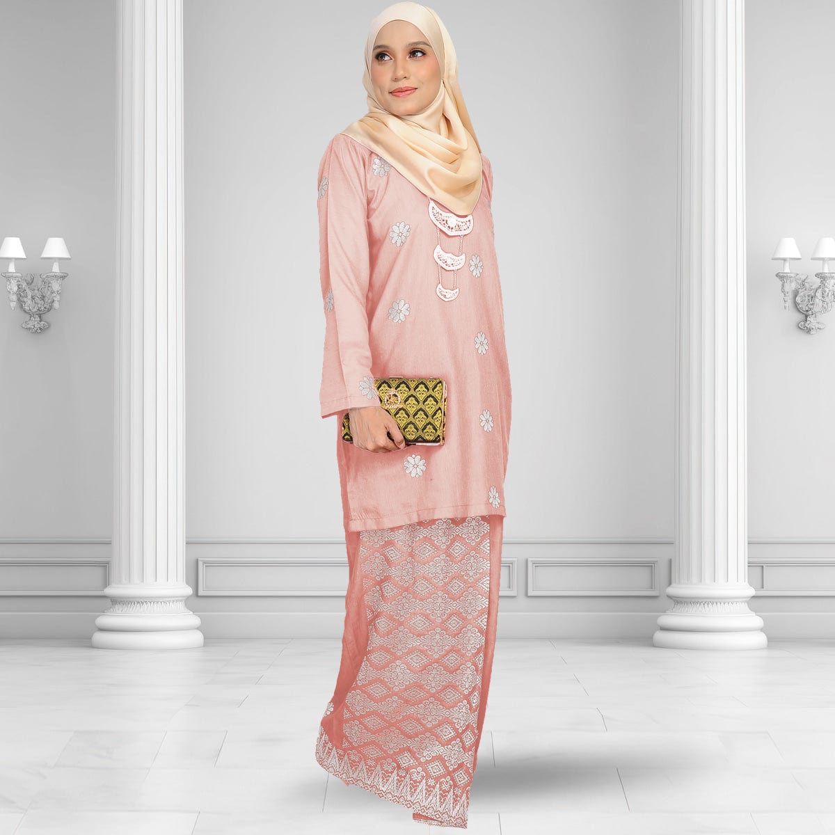 Songket Republik Auliya Kurung Moden - Rose Gold