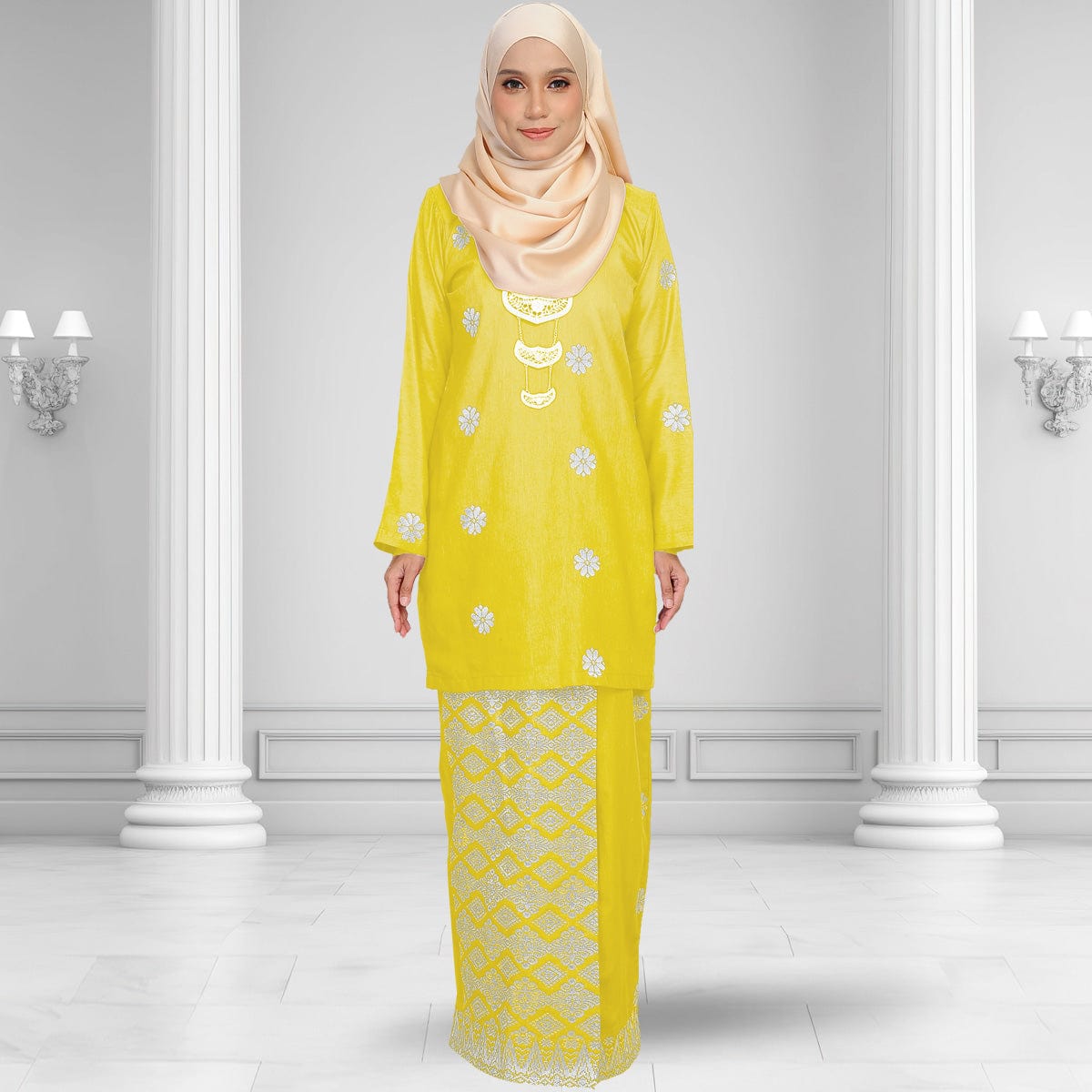 Songket Republik Auliya Kurung Moden - Royal Yellow