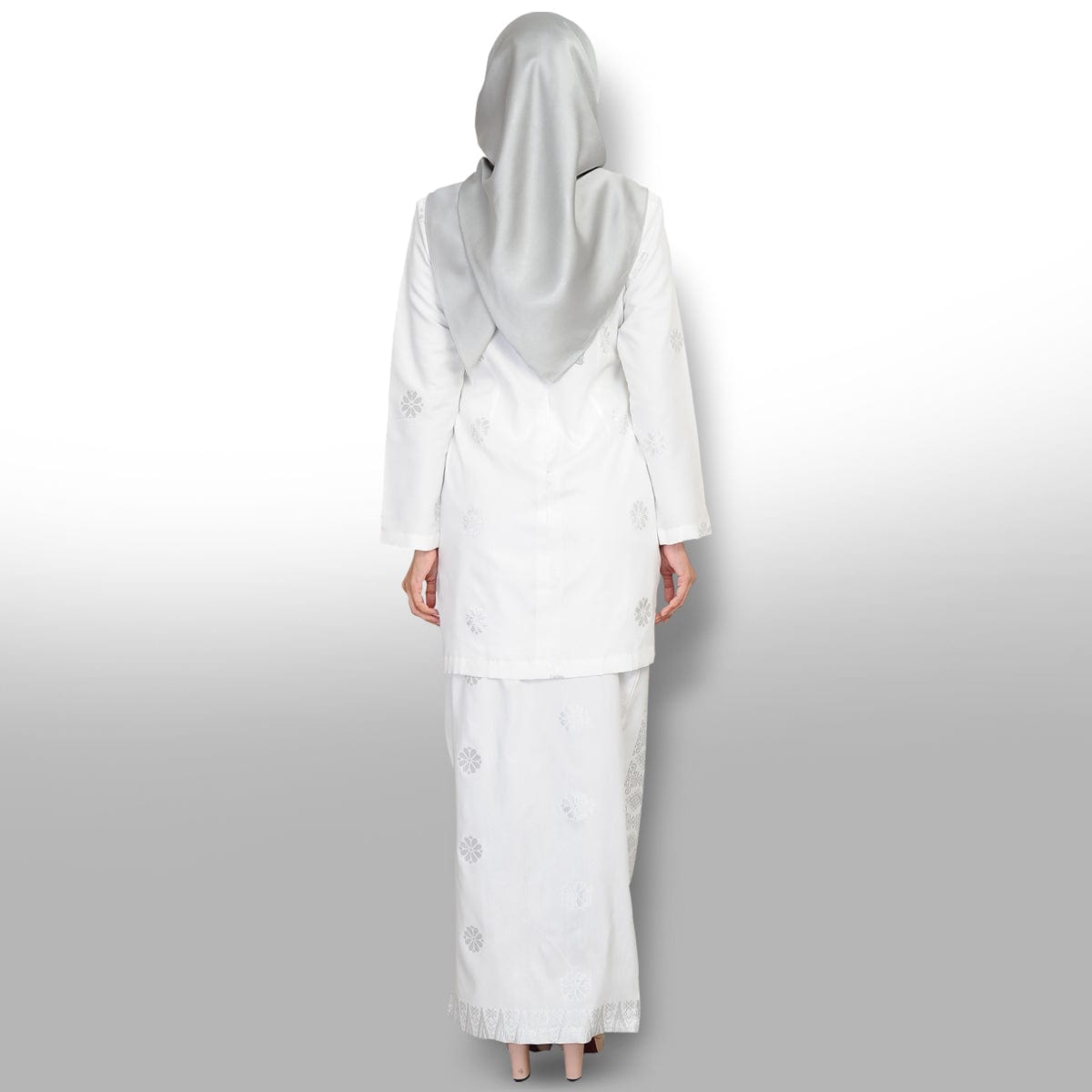 Songket Republik Auliya Kurung Moden-White