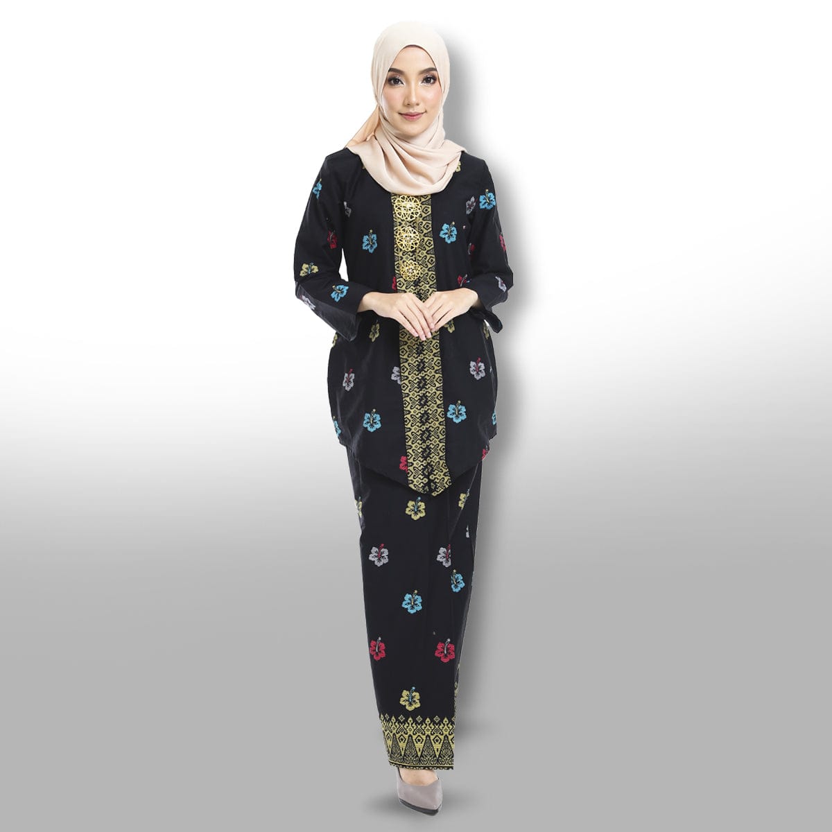 Songket Republik Haseena Baju Kebaya (printed) - Black