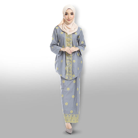 Songket Republik Haseena Baju Kebaya (printed) - Grey