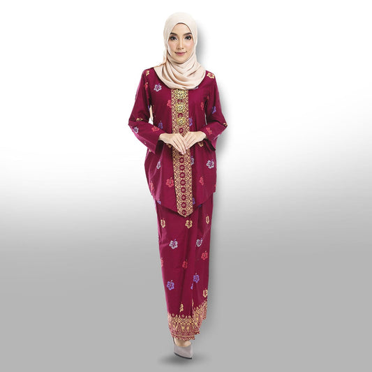 Songket Republik Haseena Baju Kebaya (printed) - Maroon