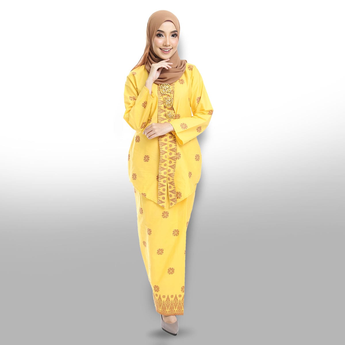 Songket Republik Haseena  Baju Kebaya (printed) - Yallow