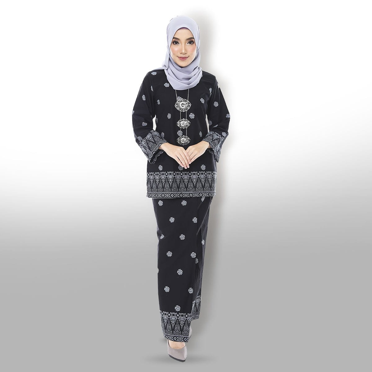 Songket Republik XS Kurung Moden (printed) - Black