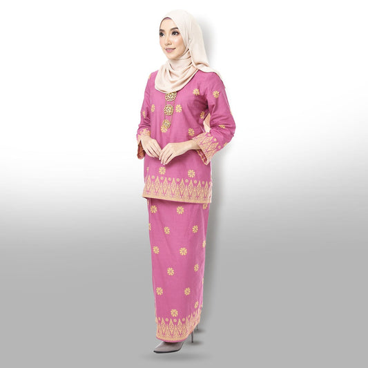 Songket Republik Kurung Moden (printed) - Dusty Pink