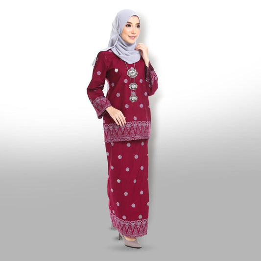 Songket Republik Kurung Moden (printed) - Maroon