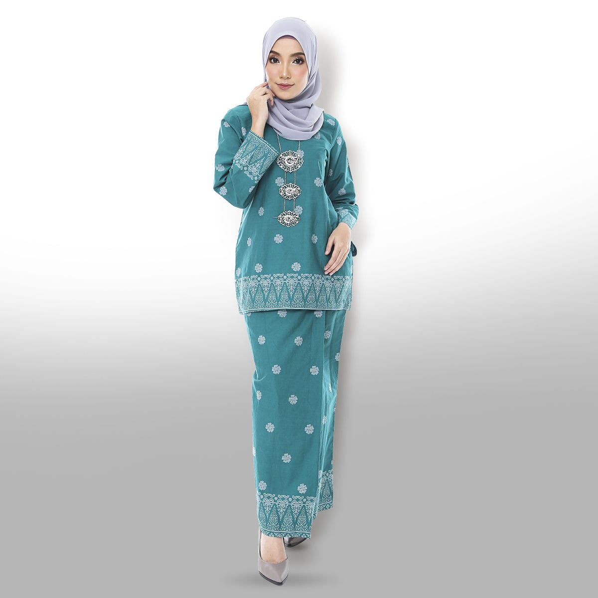 Songket Republik S Kurung Moden (printed) - Turqouis