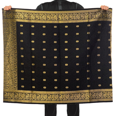 Songket Republik Sampin Bunga Tabur Klasik - (Black Gold)