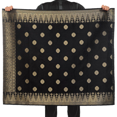 Songket Republik Sampin Bunga Tabur Klasik - (black Light Gold)