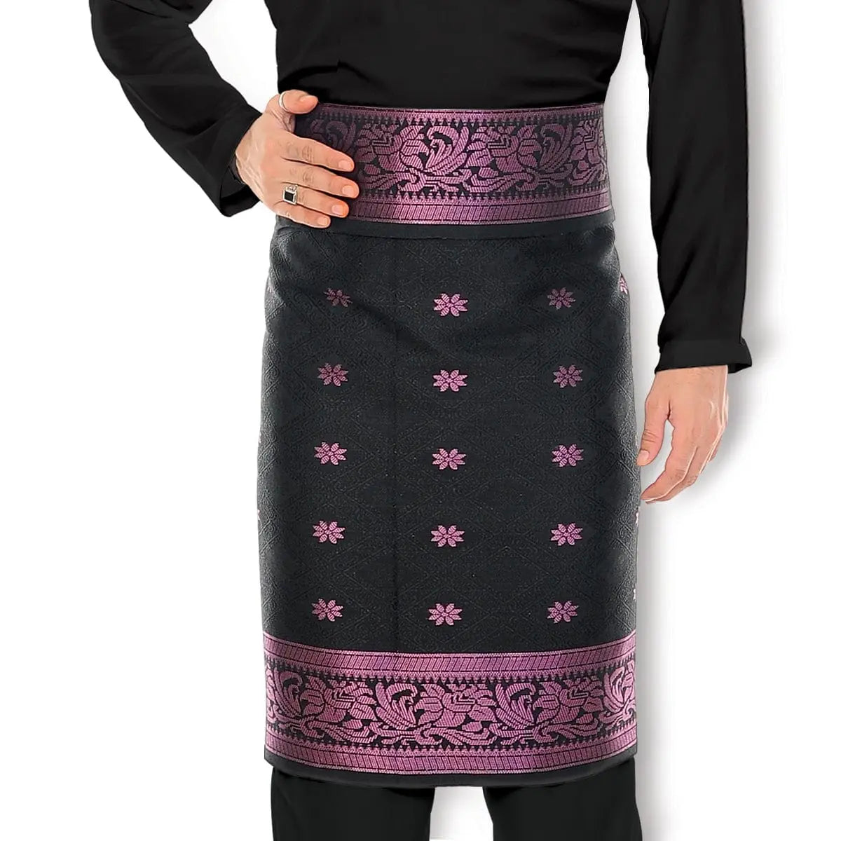 Songket Republik Sampin Bunga Tabur Klasik - (black Purple)