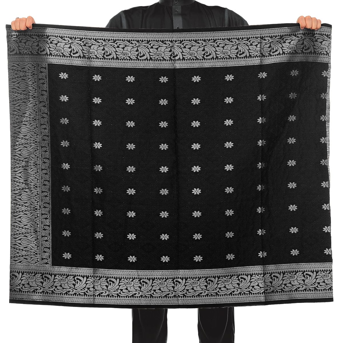 Songket Republik Sampin Bunga Tabur Klasik - (black Silver)