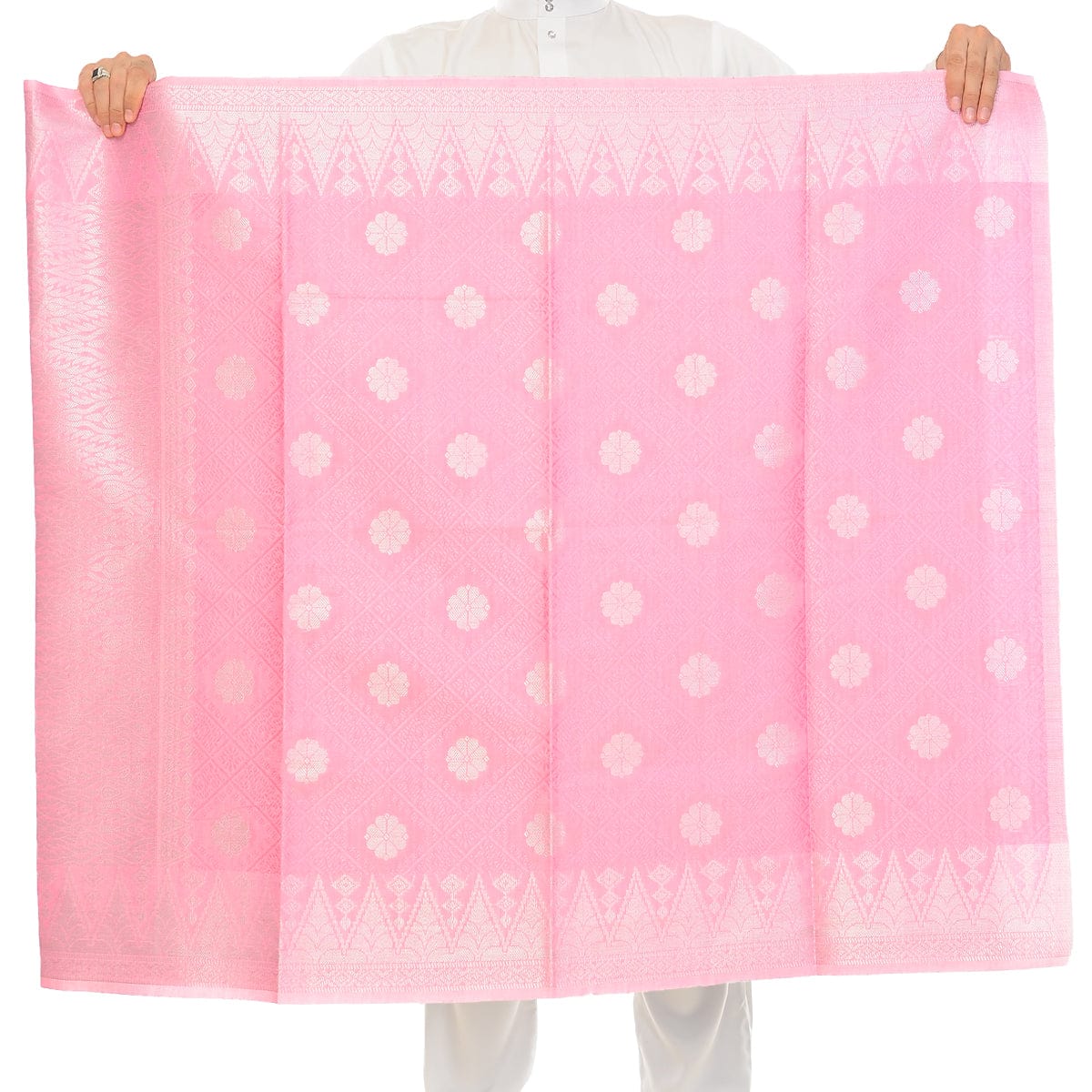 Songket Republik Sampin Bunga Tabur Klasik - (Pink Silver)