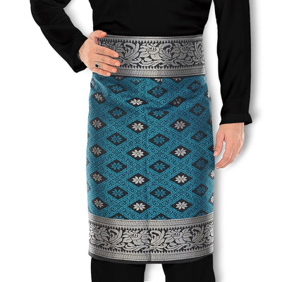 Songket Republik Sampin Bunga Tabur Klasik - (Turquoise Green Silver)