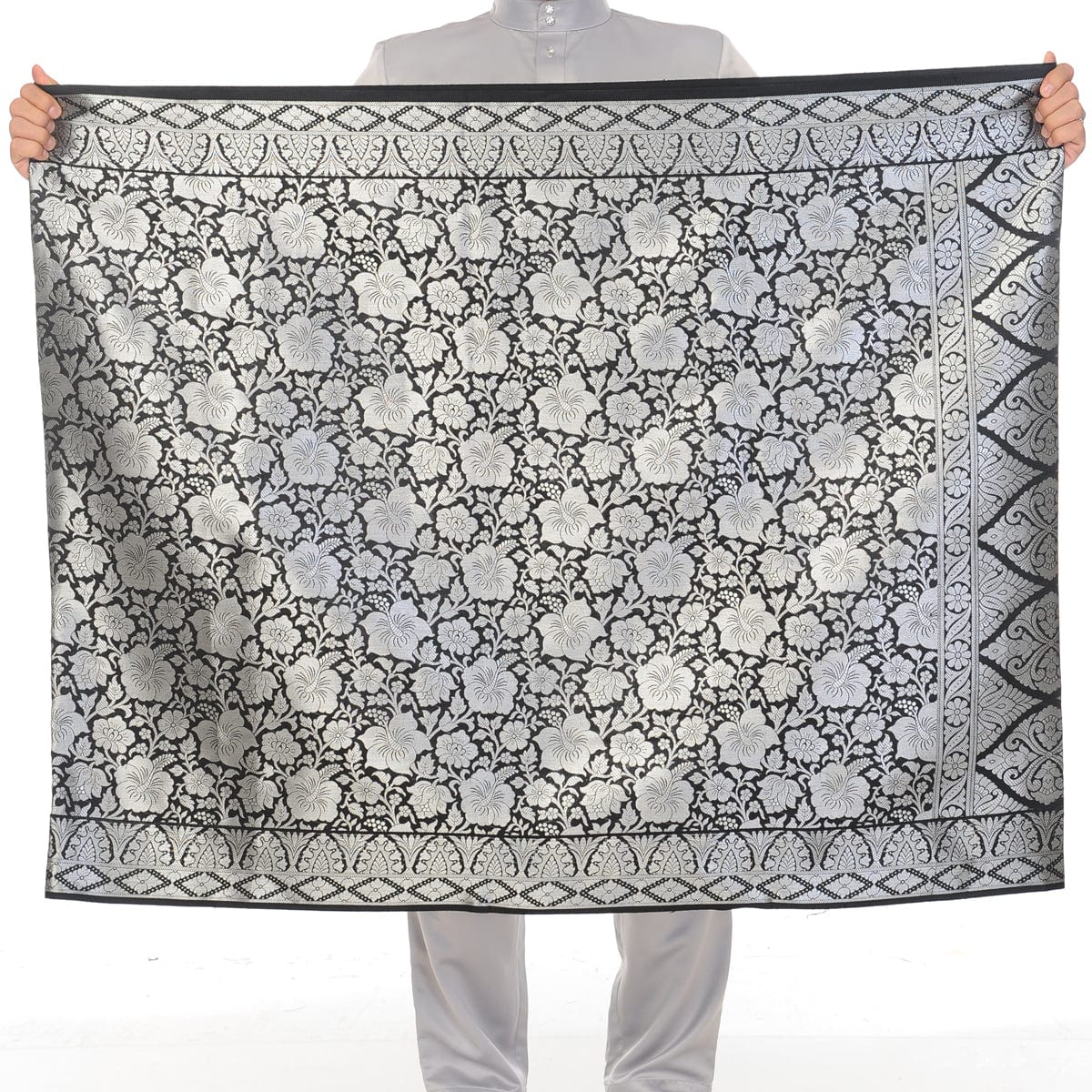 Songket Republik Sampin Mahkota - Black Silver