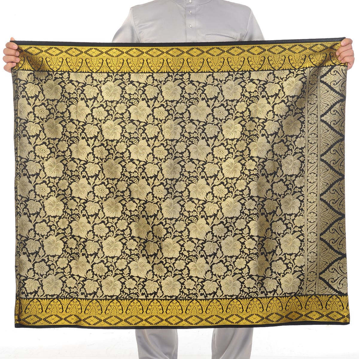 Songket Republik Sampin Mahkota - Black Soft Gold