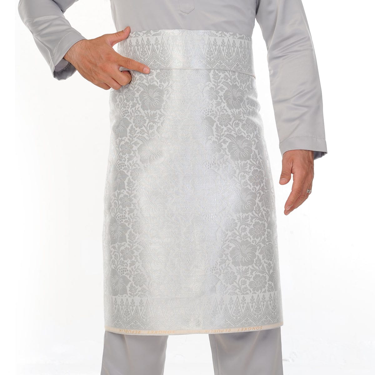 Songket Republik Sampin Mahkota - White Silver