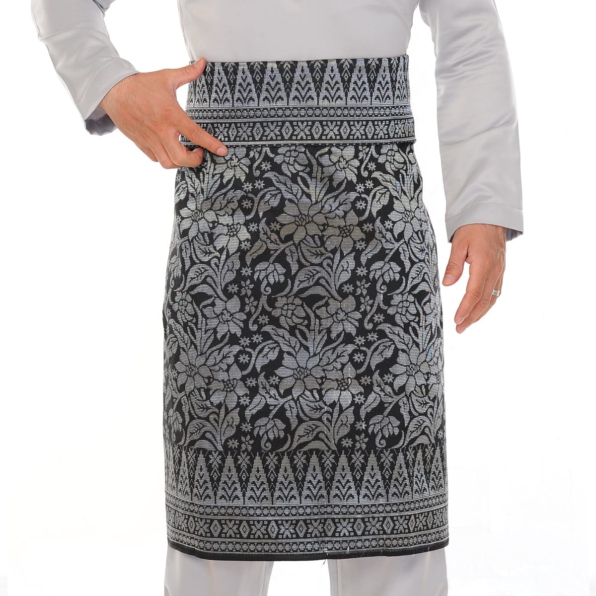 Songket Republik Sampin Pahlawan - Black Silver