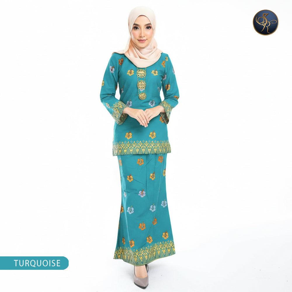 Kurung Moden (printed) - Turquoise